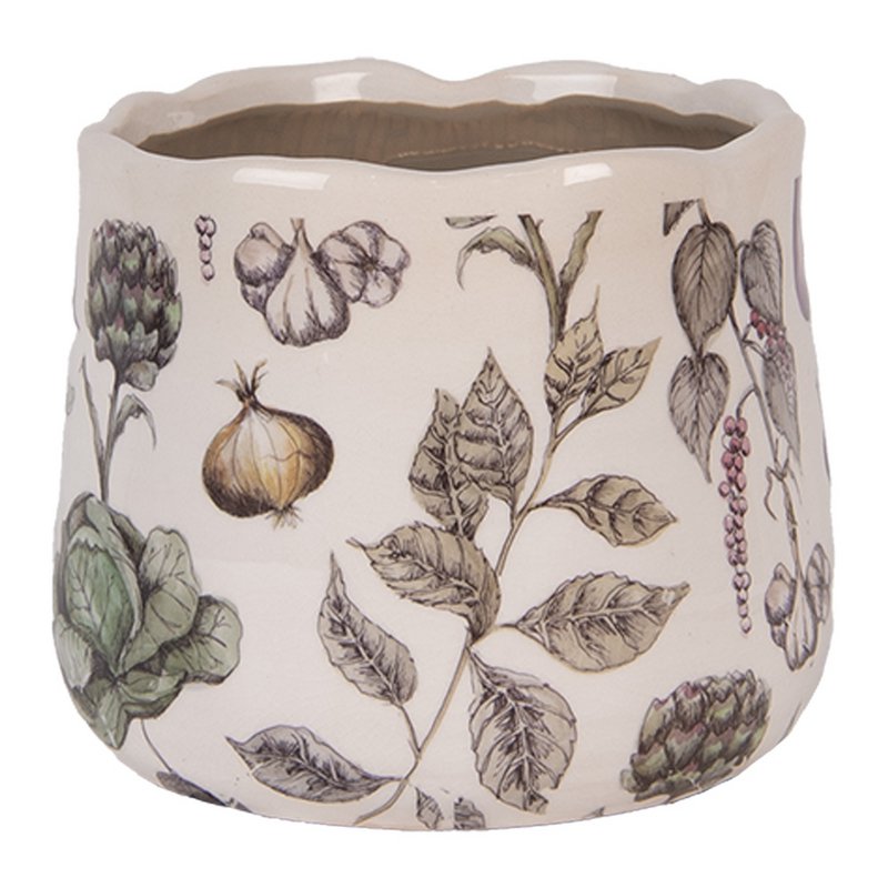 Blumenpot Ø 14x12 cm beige Keramikgemüse