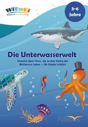 "Colorful children's book about the underwater world, featuring various marine animals like sharks, octopuses, and seahorses. Suitable for ages 3-6 years."