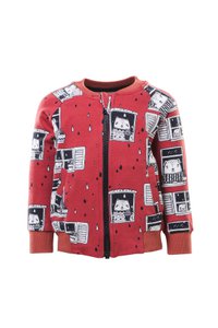 Sweatshirt met ritssluiting, helemaal over Rain Watchers-print op rood