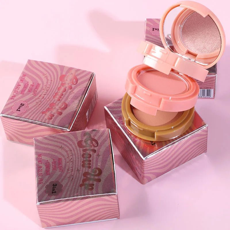 3 in 1 Matte Highlighter Contouring Blush Palette Parelglanzende oogschaduw Multifunctioneel Gezichtsmake-uppalet Vrouwelijke cosmetica