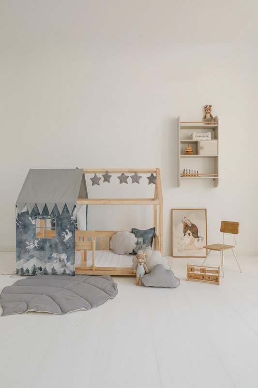 Dosel sobre la cama en forma de casita "Cielo nocturno", casita para cuna, decoración para habitación de niño, casitas para bebés personalizadas baldaquino