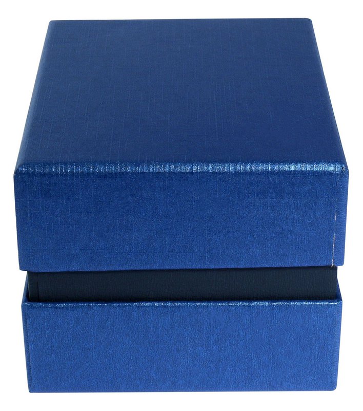 Watch box with removable lid, cardboard, 11 x 9 x 7 cm, blue