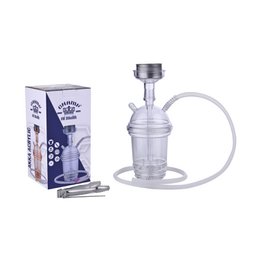Shisha-Komplettset – ideal für Reisen, Strand, Festivals – Shisha mit Silikonschlauch, Zange, Wasserpfeife, komplettes modernes Acrylglas-Set