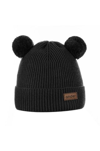 TEDDY Kindermütze - 100 % Merinowolle - Schwarz