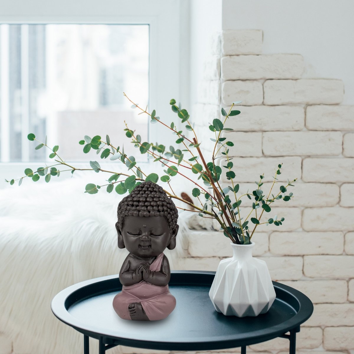 Buddha Statuette – Pink Toga – Zen and Feng Shui Decoration – Spiritual and Relaxed Atmosphere – Decorative Gift Idea