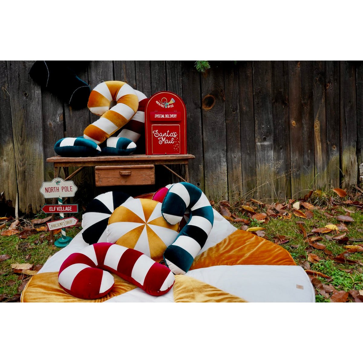 Kerstpatchworkkussen "Red Lollipop", het beste cadeau voor feestdagen