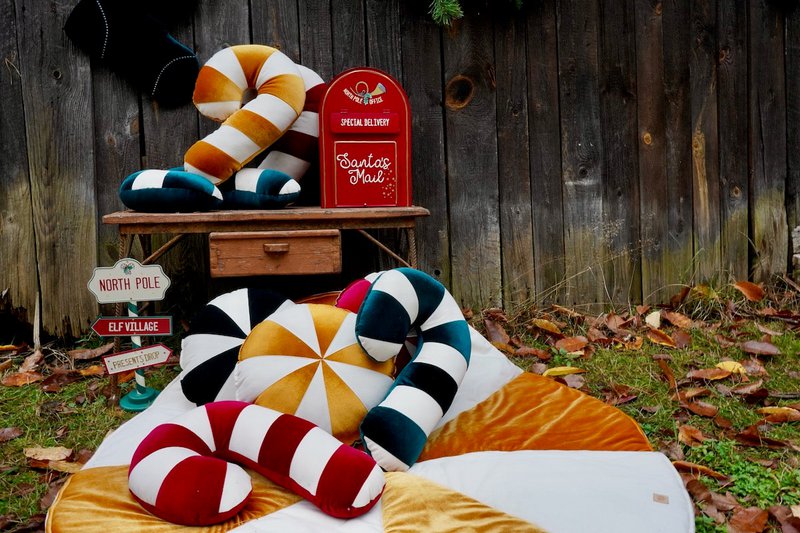 Kerstpatchworkkussen "Red Lollipop", het beste cadeau voor feestdagen
