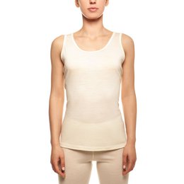 2-delige set 160 Merino-dames, mouwloos boven- en onderstuk naturel