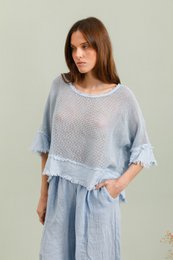 Gennembrudt bomuldsbluse og hørbund REF. 11932