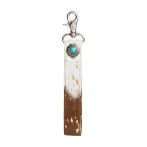 Myra Bag Concho Delight Key Fob in Brown & White