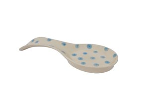 Keramische lepelsteun met blauwe stippen 23 cm Isabelle Rose