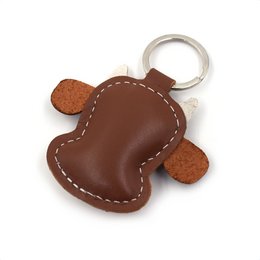 Portachiavi di mucca marrone in pelle fatta a mano