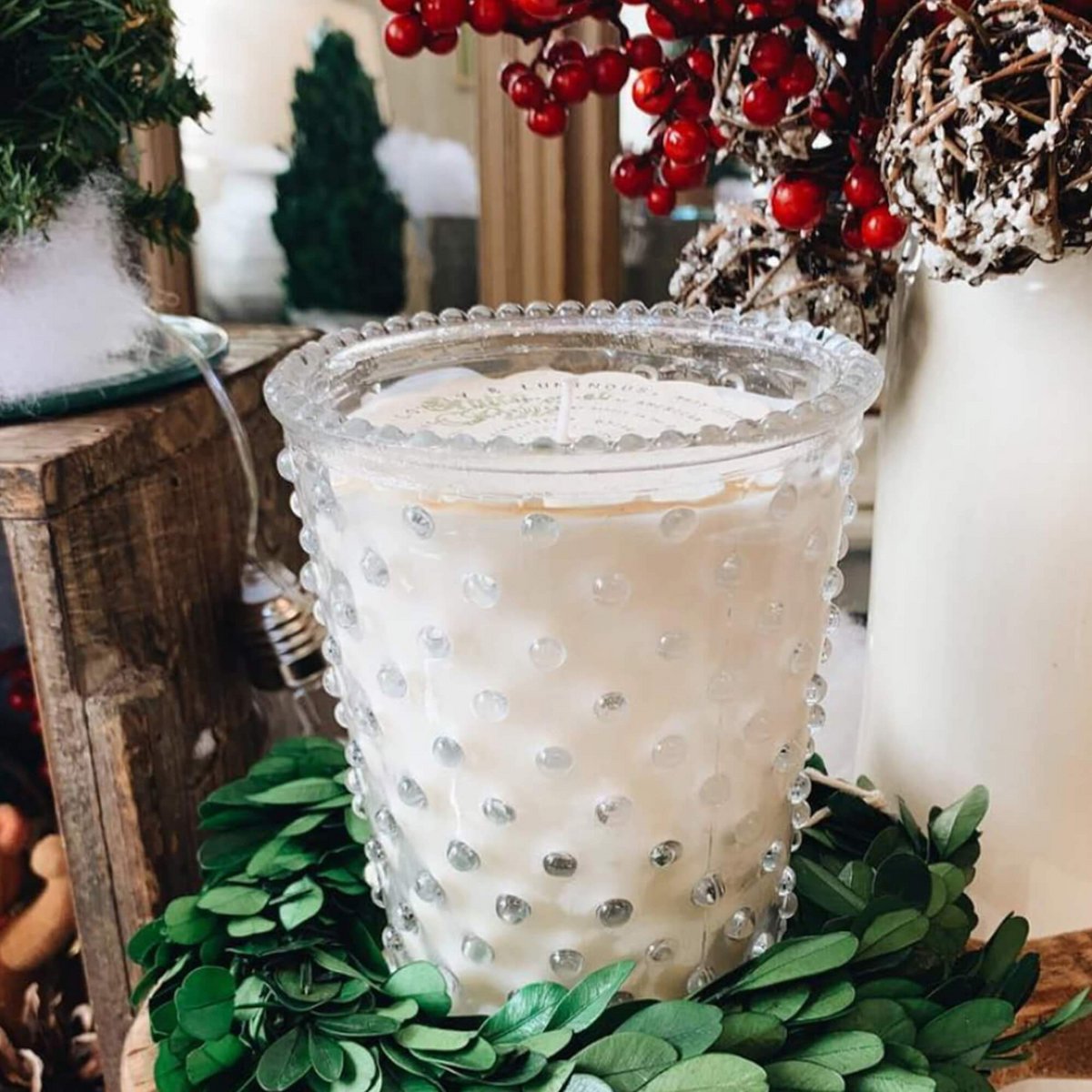 Simpatico Hobnail Glasskerker 16oz %2326 Scotch Pine