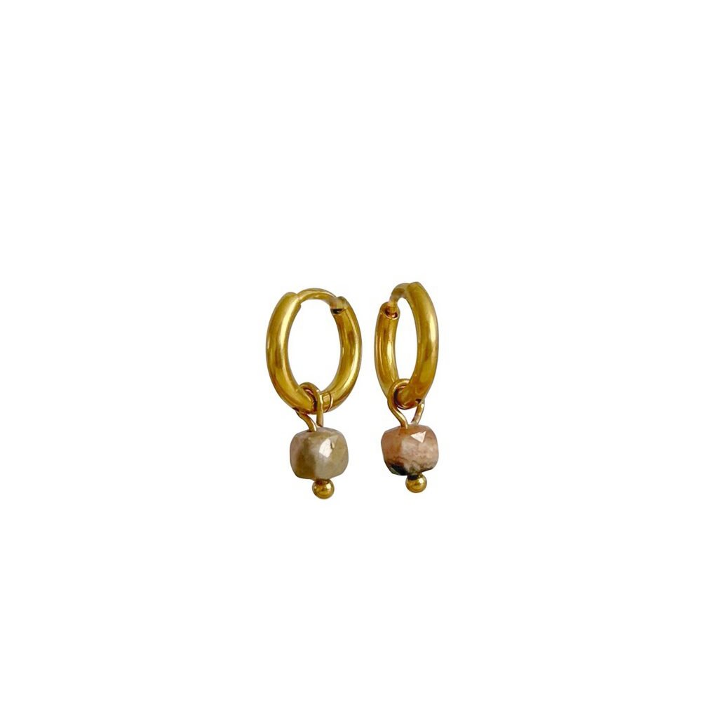 Rhodochrosite Earrings - Gold