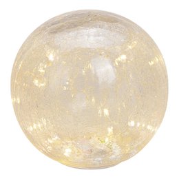 Lyskugle med 20 LED'er, med timer lavet af transparent glas Ø20cm