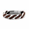 Bruin lederen armband met stalen schakels