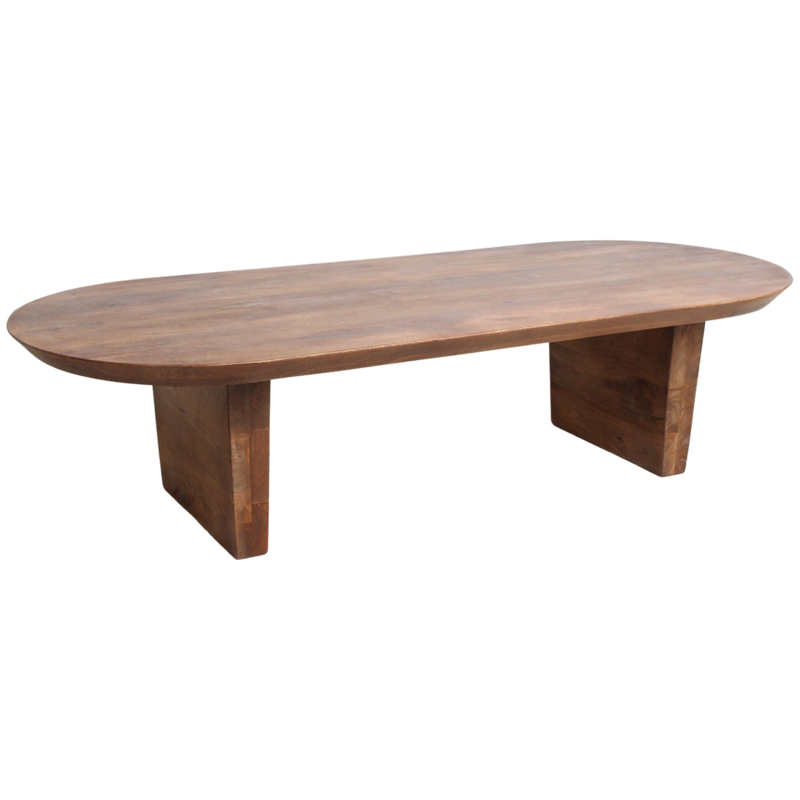 Bullnose mangotræ sofabord brun - 140x60x35 cm