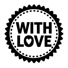 Timbro in legno realizzato a mano - "With Love" - ​​Design circolare - Verde menta