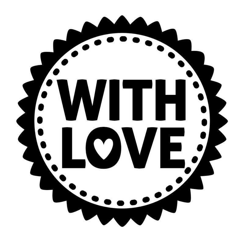 Timbro in legno realizzato a mano - "With Love" - ​​Design circolare - Verde menta
