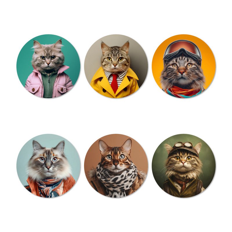 Funny Cats Coasters Set - II