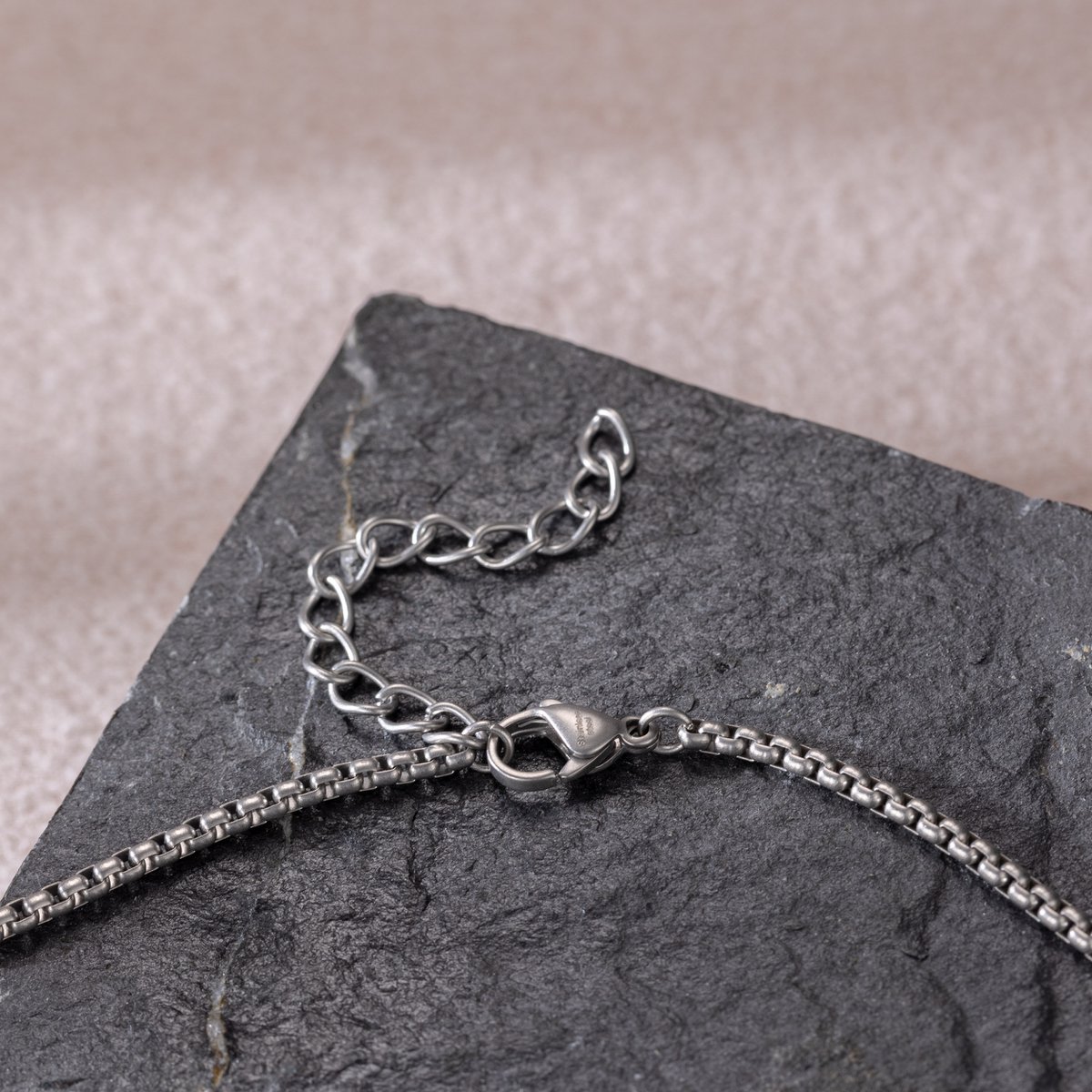 Textured silver Dog Tag Necklace