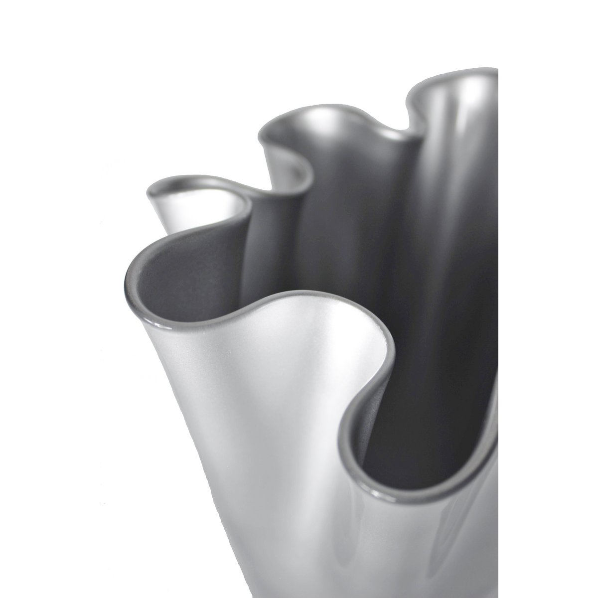 Vase Glas gewellt silber metallic Glasvase Tischvase 21 x 21 x 30 cm