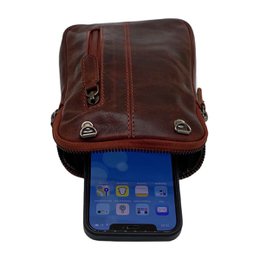 Lederhandytasche für Damen und Herren mit verstellbarem Schultergurt in 5 Farben