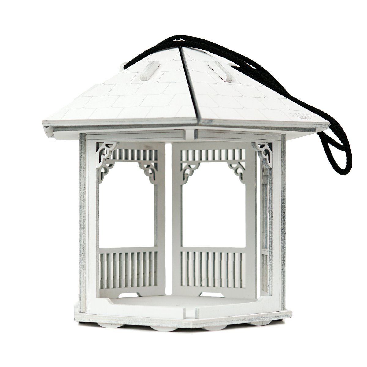 Gazebo-vormige witte vogelvoederbak