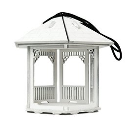 Mangeoire à oiseaux blanche en forme de gazebo