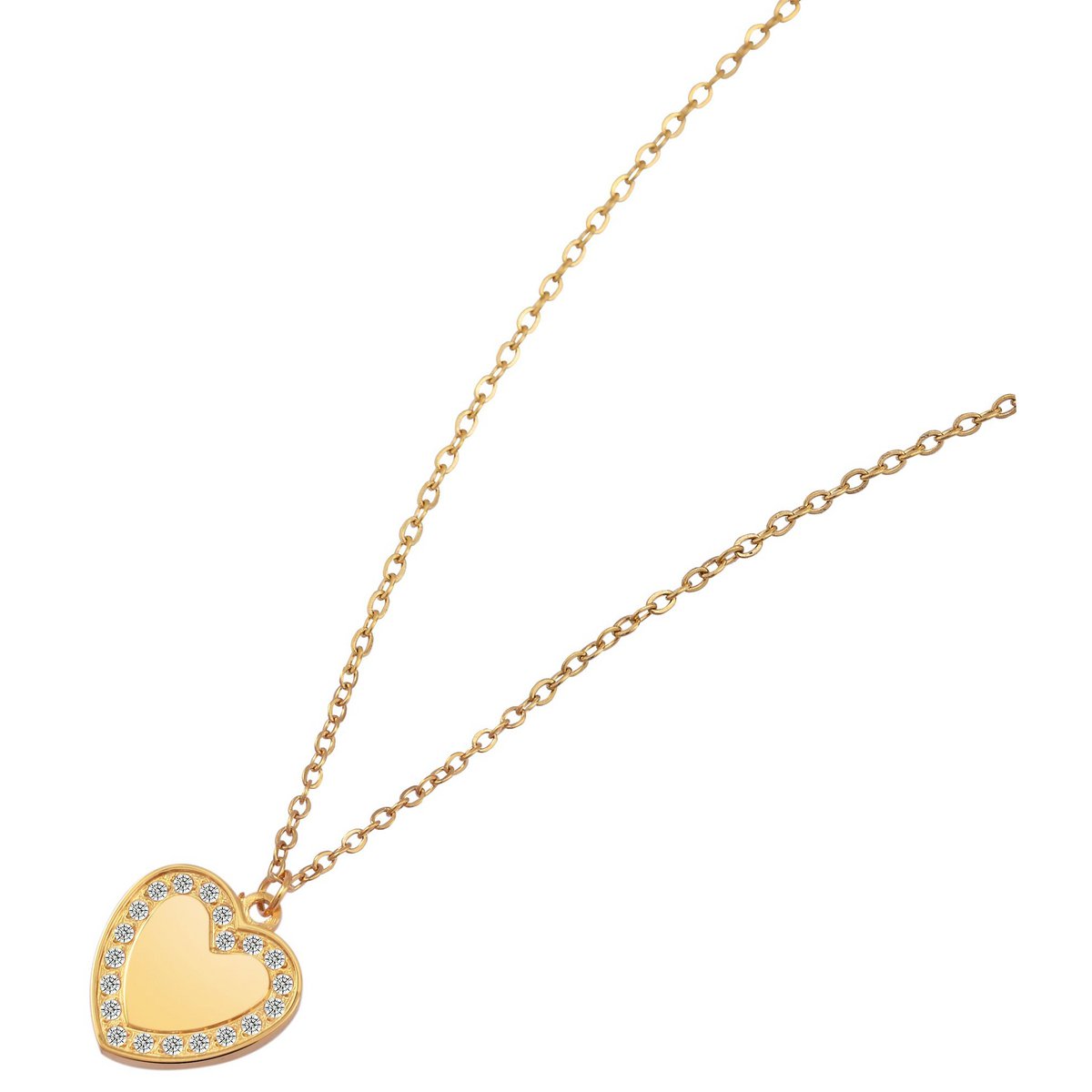 Accentketting met hartjeshanger "Paulina", roestvrij staal, ion-plated, goudkleurig