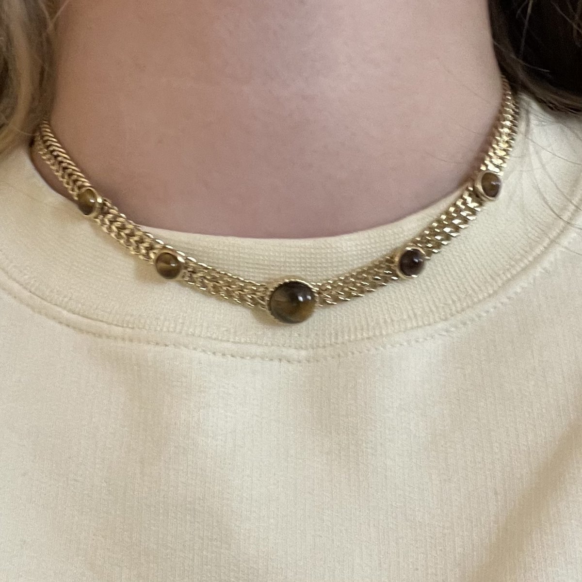 Adjustable Steel Necklace Curb Chain Cabochon