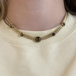 Adjustable Steel Necklace Curb Chain Cabochon
