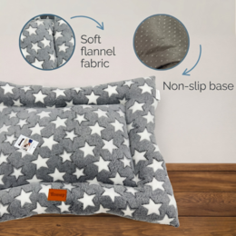 Yommy hondenbed in 3 maten (M,LXL) – grijze sterren en botten design huisdierbed | Zacht, antislip, duurzaam en wasbaar hondenbed voor binnenshuis voor comfortabele rust