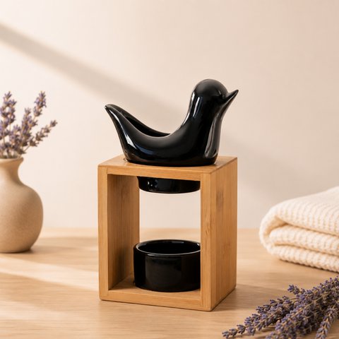 Parfümbrenner der Naturea-Serie – Birdy Black – Diffusion von ätherischen Ölen, Duftwachs – Aromatherapie-Kerzenhalter – Dekorationsidee