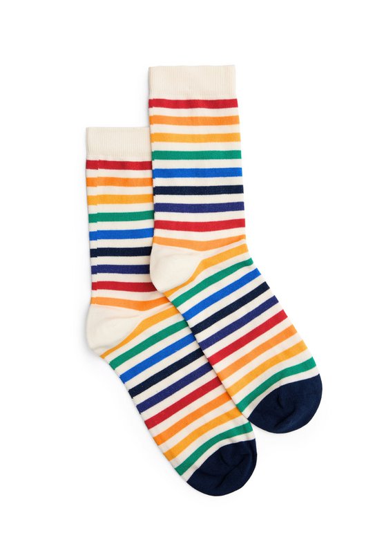 Organic Socks Arcoiris - Kolorowe skarpetki w paski, skarpetki w kolorowe paski