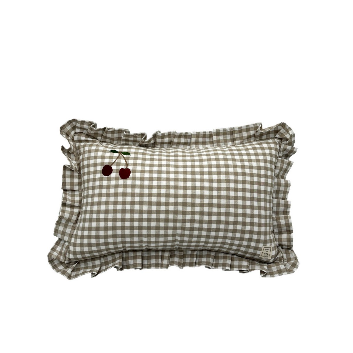 Cherry - grey checkered decorative pillow