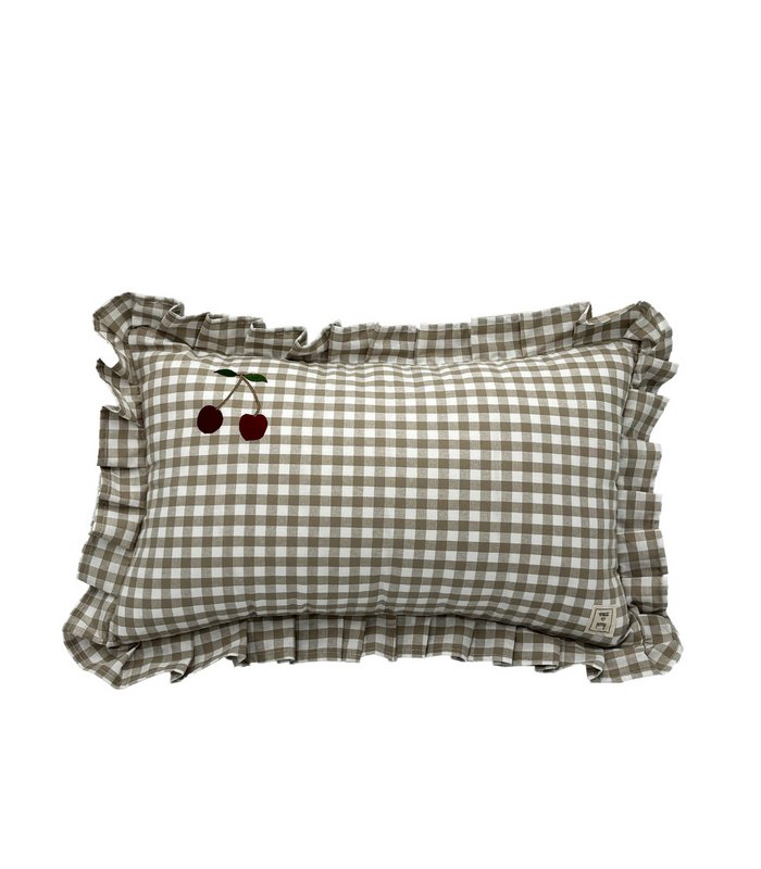 Cherry - grey checkered decorative pillow
