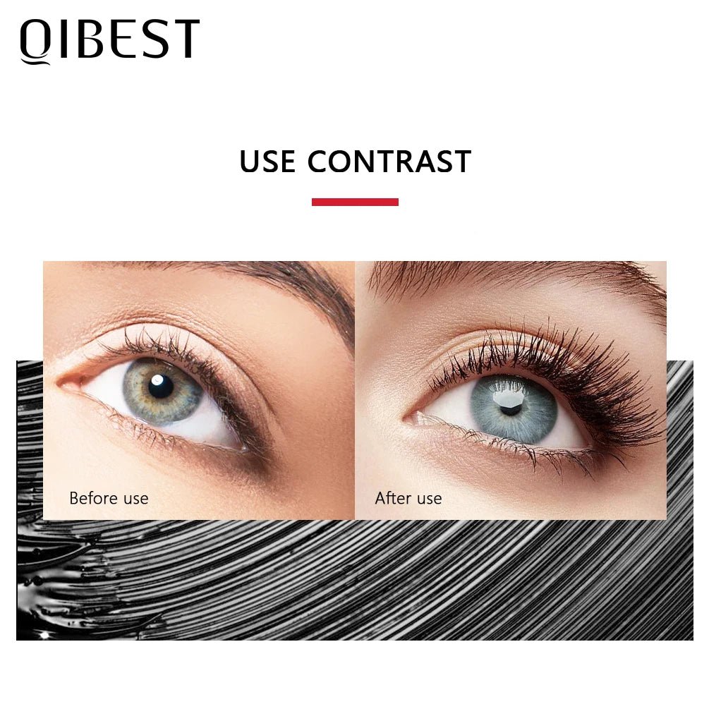 QIBEST Zwarte Mascara Wimpers Mascara 4D Zijdeachtige Wimpers Verlenging Wimpers Make-Up Waterproof Mascara Volume Oog Cosmetica