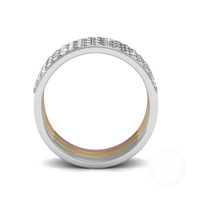 Bague Trinity - Argenté Doré Or rosé et Cristal