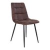 Middelfart Dining Chair - Brown, Microfiber, Black Metal Legs - Set of 2