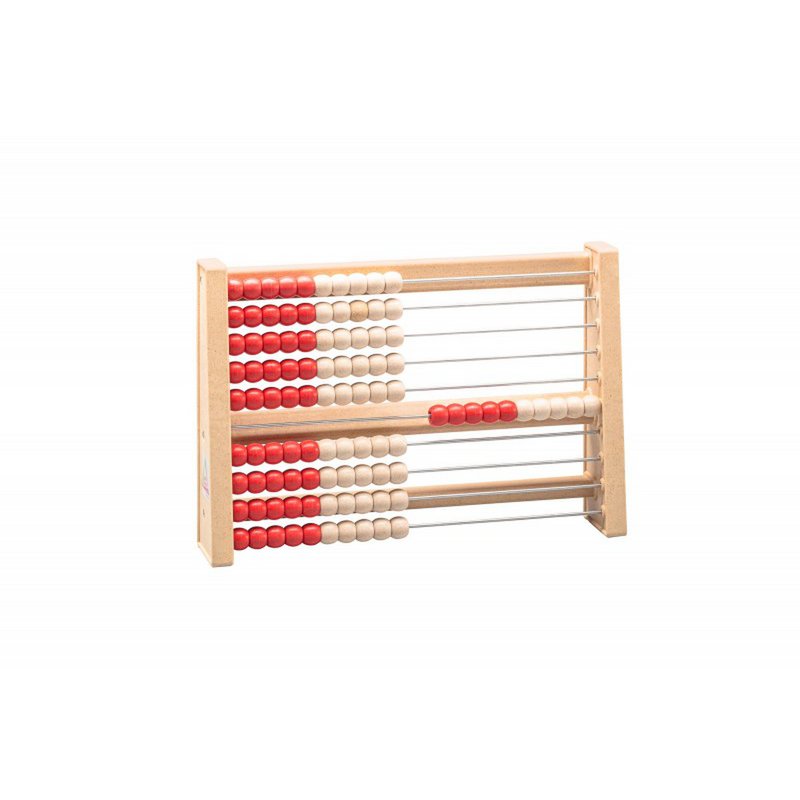 Marco de cálculo para 100 números (rojo/blanco) | RE-Wood® ábaco regla de cálculo del marco de conteo