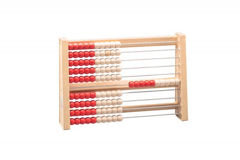 Beregningsramme for 100 tal (rød/hvid) | RE-Wood® abacus tælleramme lineal