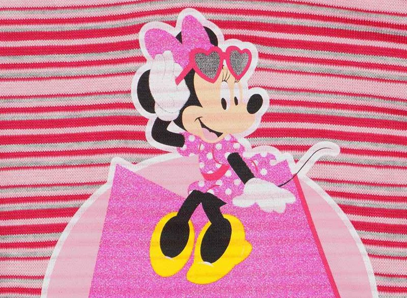 Disney Minnie Mouse Girls Long Sleeve Bodysuit Pink Stripe