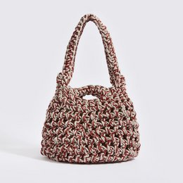 “Sparti cotton” crochet tote bag with waterproof pouch crème + terracotta 