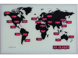 Wereldklok NeXtime World Time Digit 55 x 36 cm