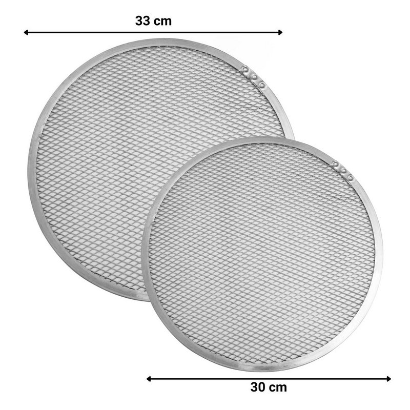 2 Bandejas para pizza de aluminio perforadas para cocción al horno 30 y 33 cm FM Professional