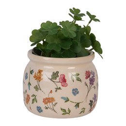 Bloempot Ø 12x10 cm Beige Keramiek Bloemen