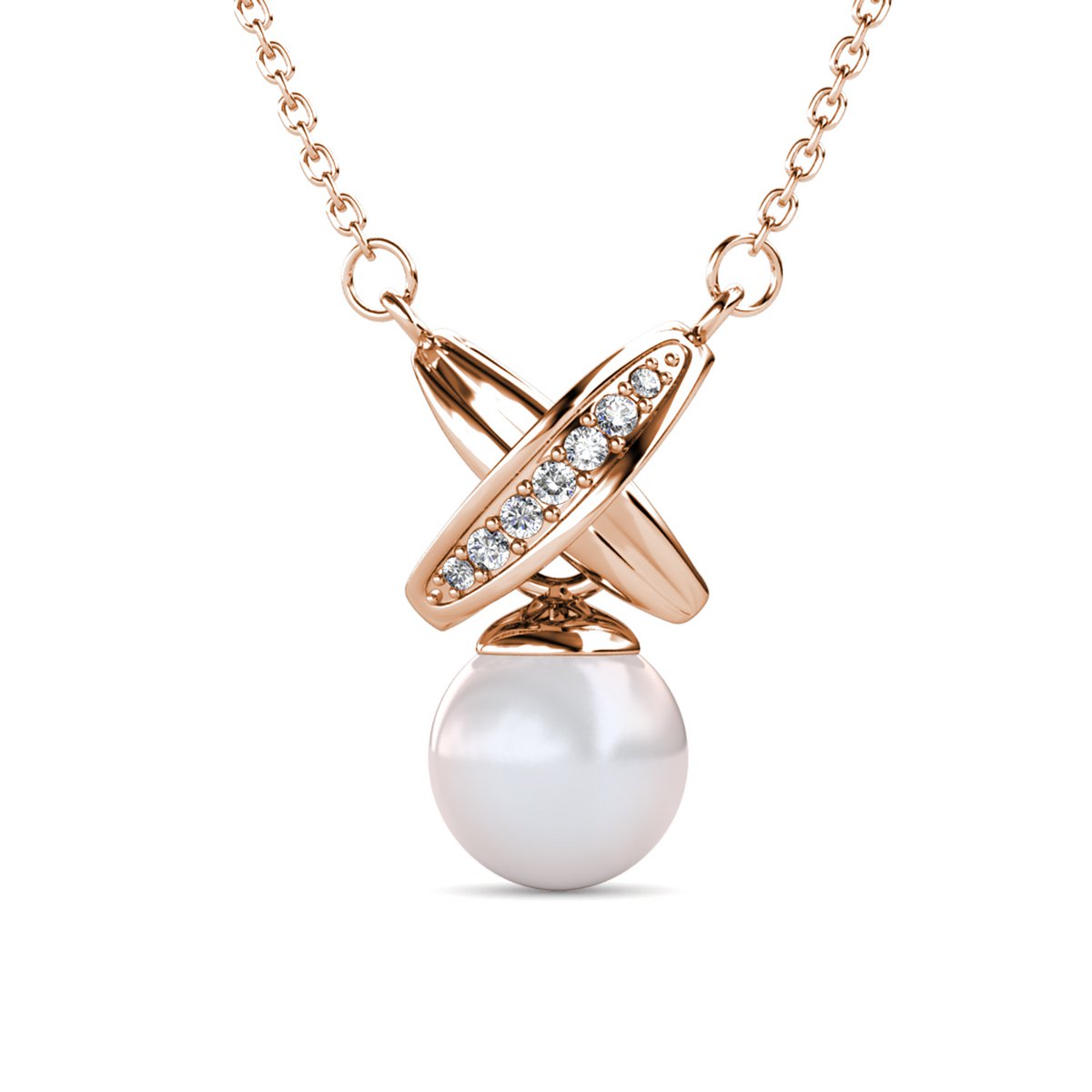 Chris Pearl krystal sæt og æske - rosa guld og krystal