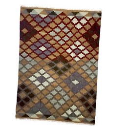 Alfombra Kilim geométrica de madera a la deriva