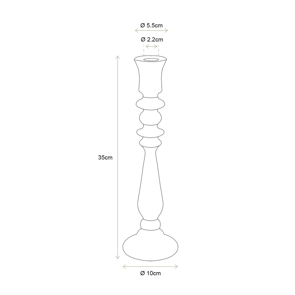 Candle Holder Glass Clear Large 10x35cm